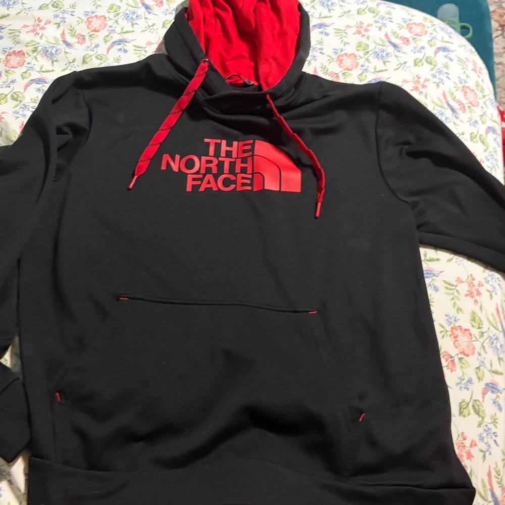The North Face Black Hoodie with Red Accents